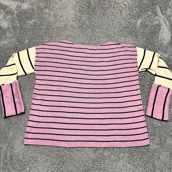 Anthropologie Sweater Womens Small Purple White Faye Striped Lightweight Casual - Picture 2 of 6